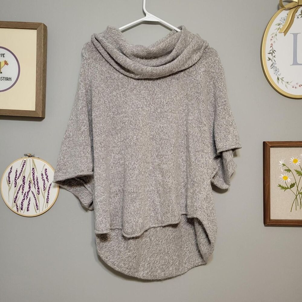 Joie Celia Cowl Neck Poncho Sweater Relaxed Quiet Luxury Cashmere Rabbit Hair